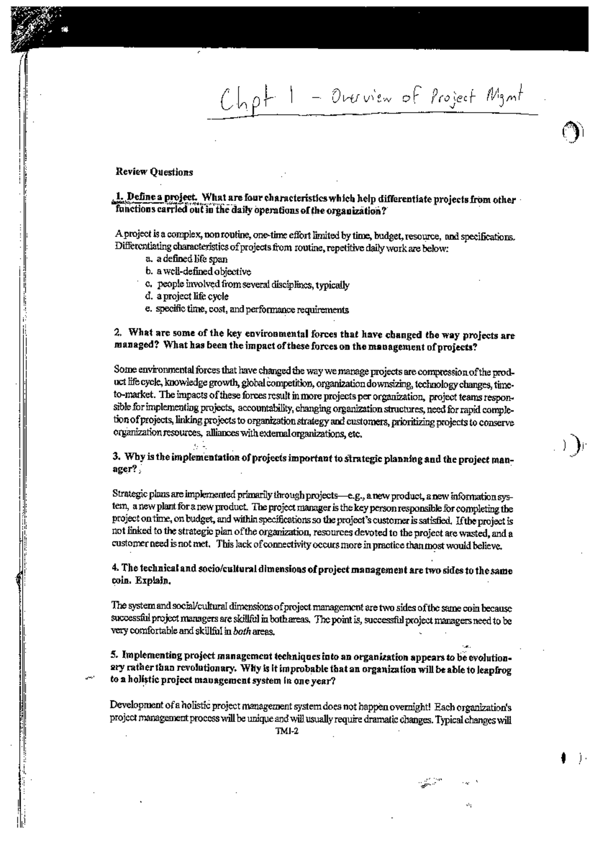 Engineering Project Management Review Questions - Review Questions ,1 ...