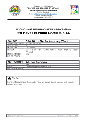 SOC SCI 1 - WK 5 - WK 6 - SOCIAL SCIENCE MODULE 1 - Republic of the ...