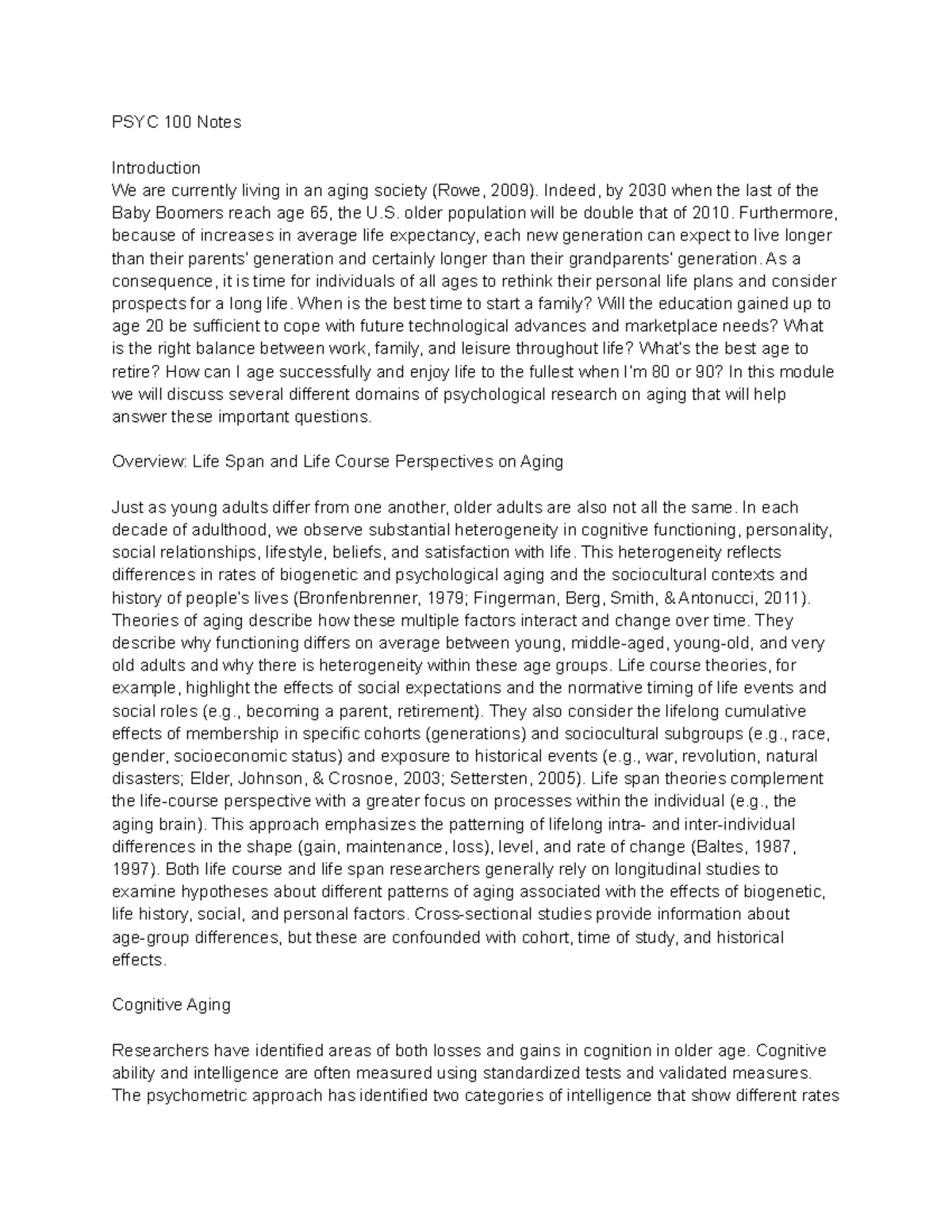 PSYC 100 Notes - Part 8 - PSYC 100 Notes Introduction We are currently ...