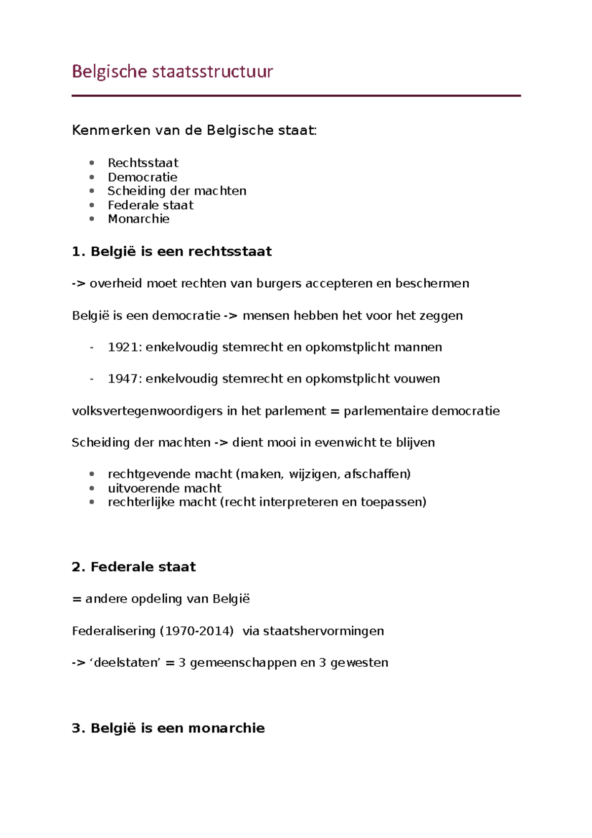 H3 Belgische Staatsstructuur - Belgische Staatsstructuur Kenmerken Van ...