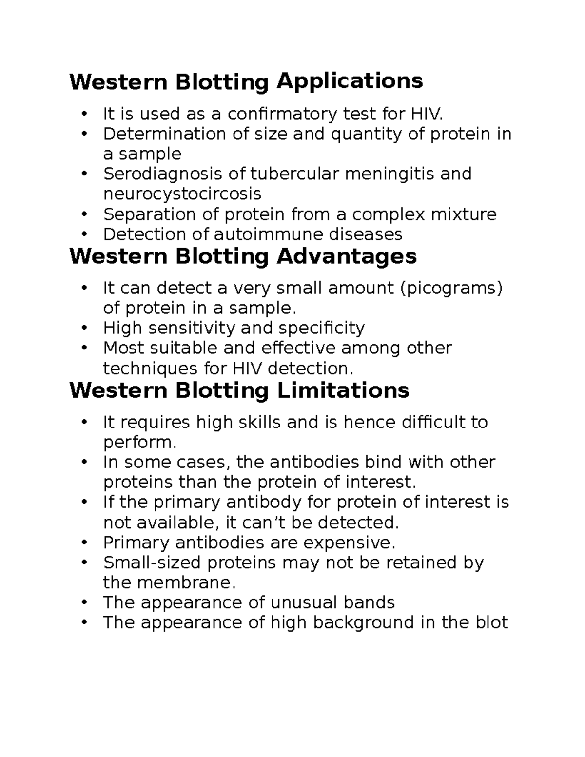 Bio 15 Notes Western Blotting Applications It is used as a