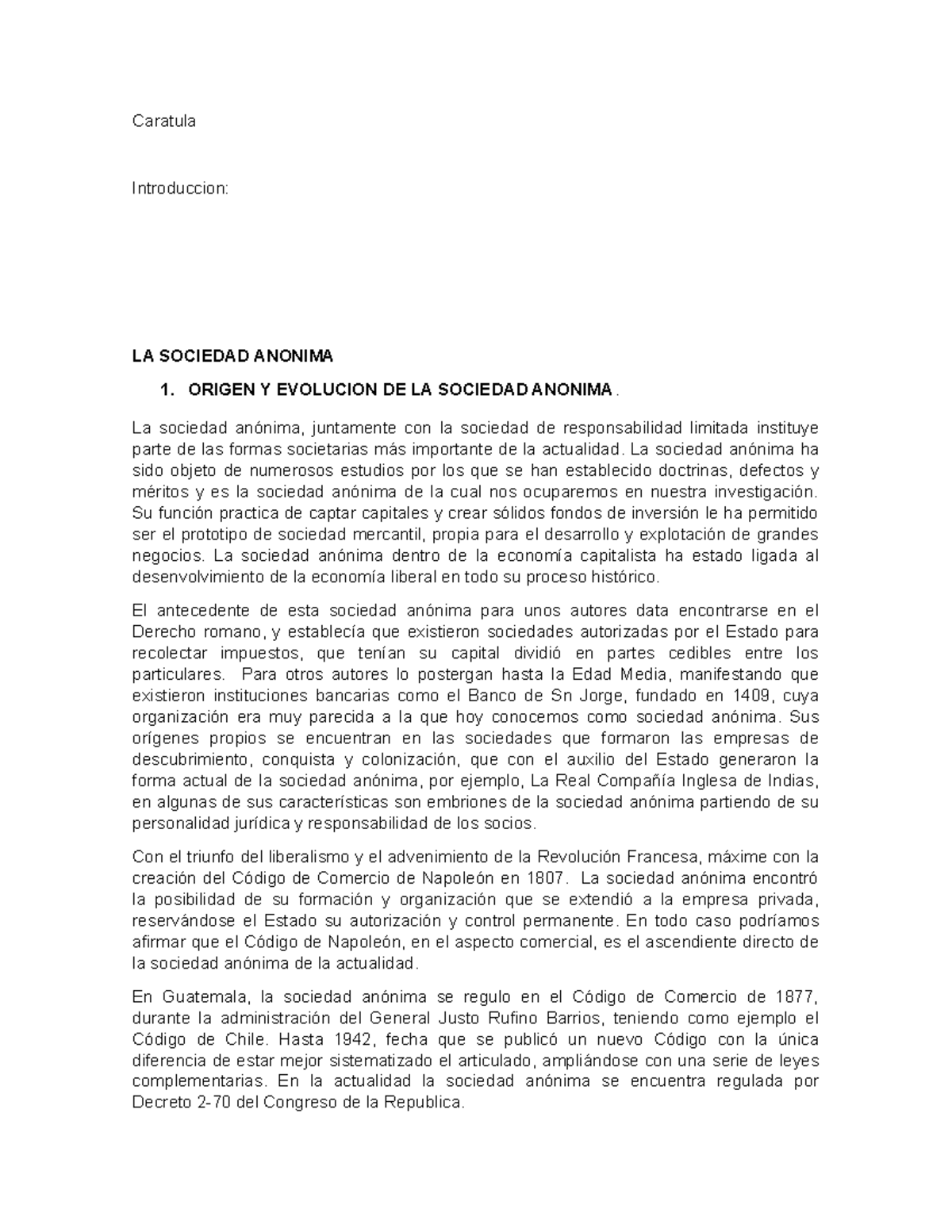 Caratula Sociedades Anoniomas Caratula Introduccion LA SOCIEDAD