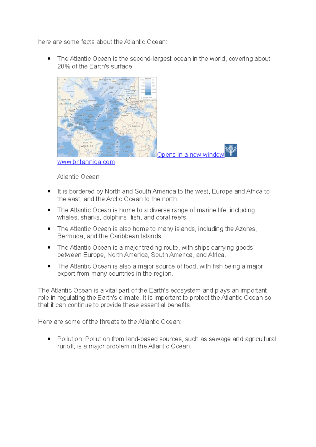 Atlantic Ocean - Notes - here are some facts about the Atlantic Ocean ...