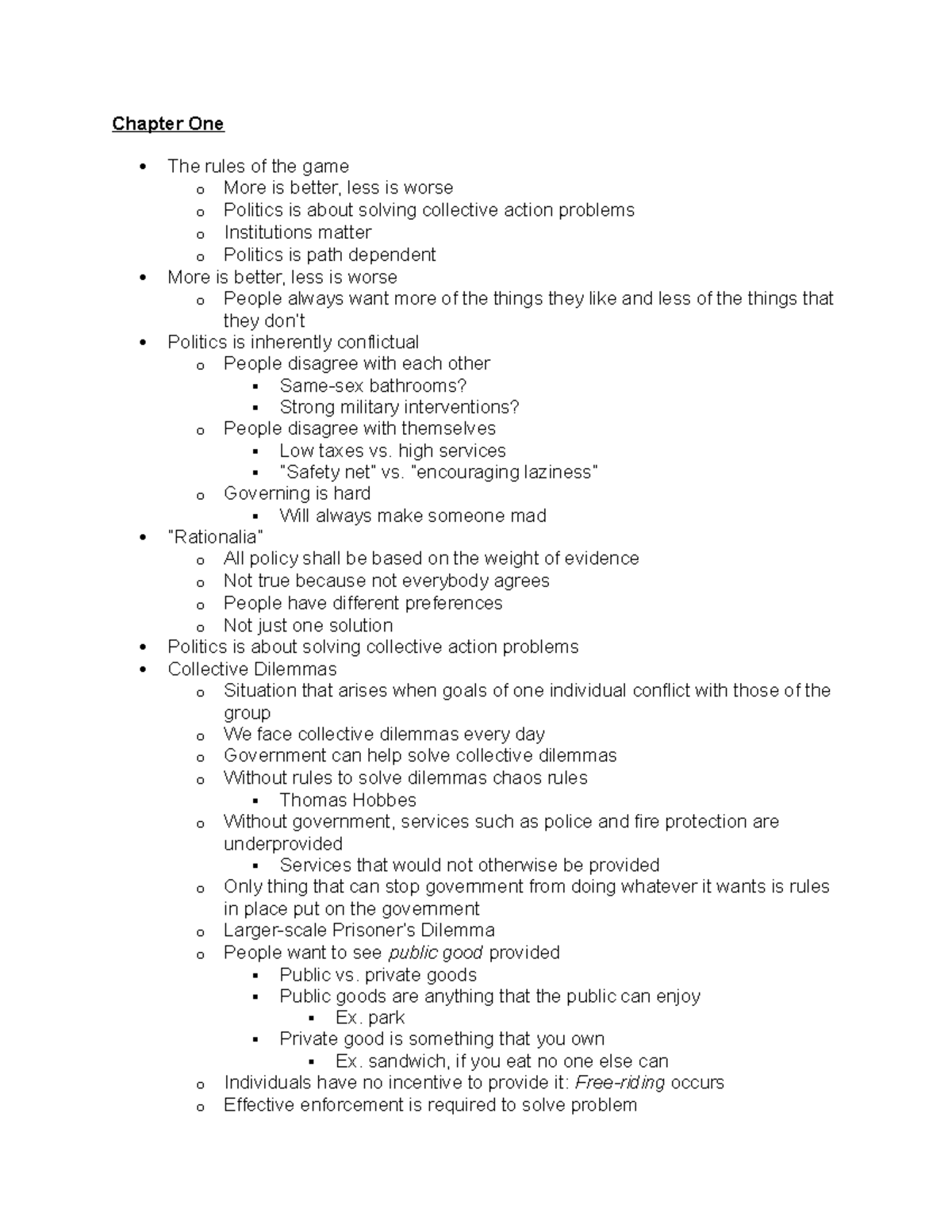 American Politics Ch 1 notes - Chapter One The rules of the game o More ...