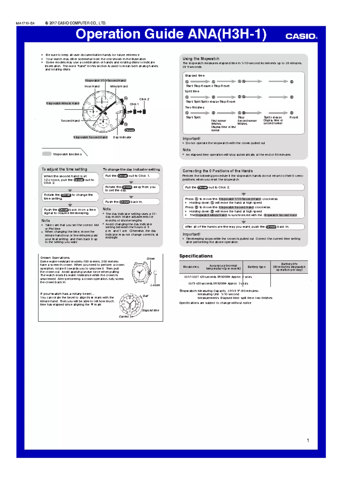 User manual Casio Edifice EFV-600D-4 Avuef (English - 1 pages) - 1 ...