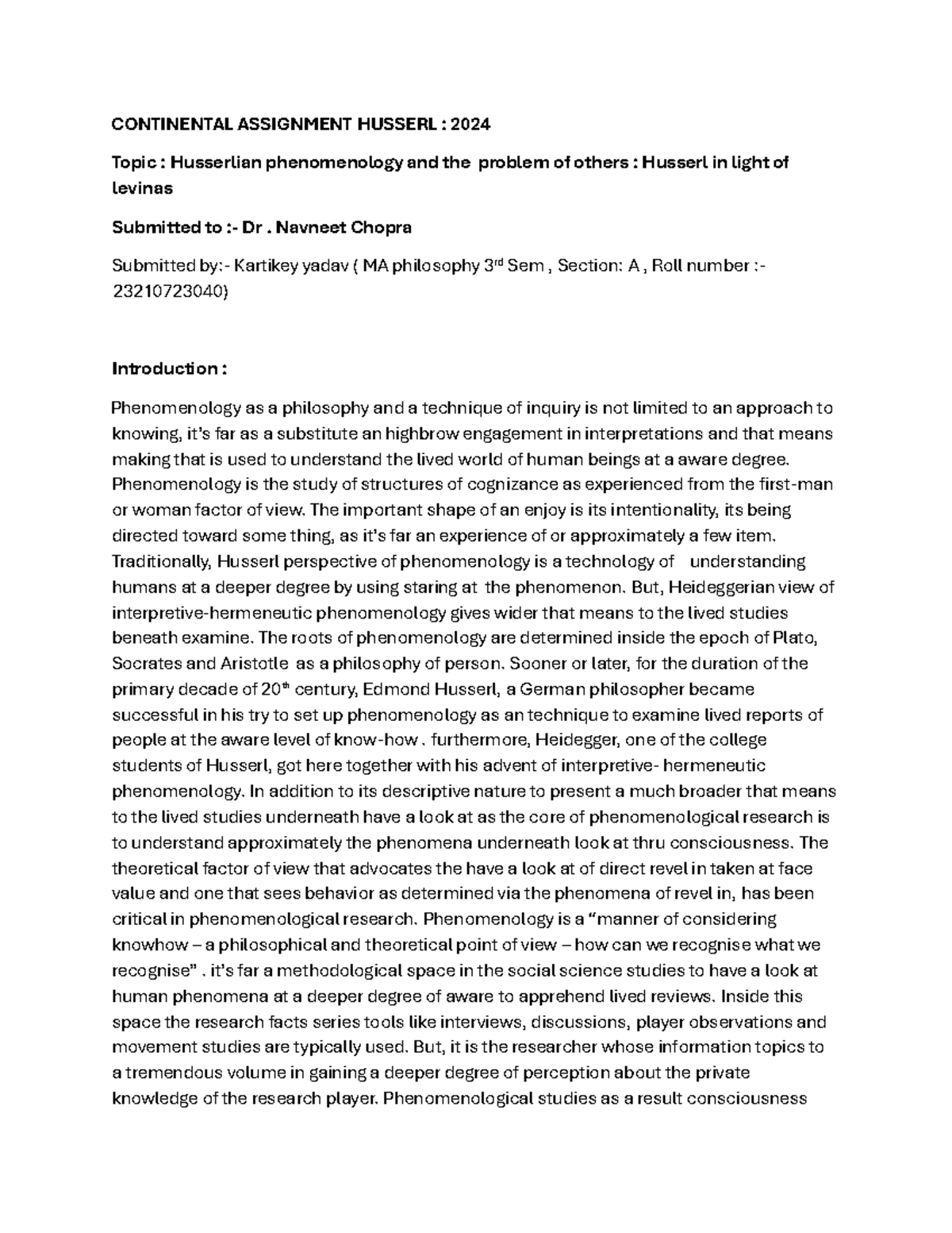 Final assignment pdf - This work s based on husserl phenomenology ...