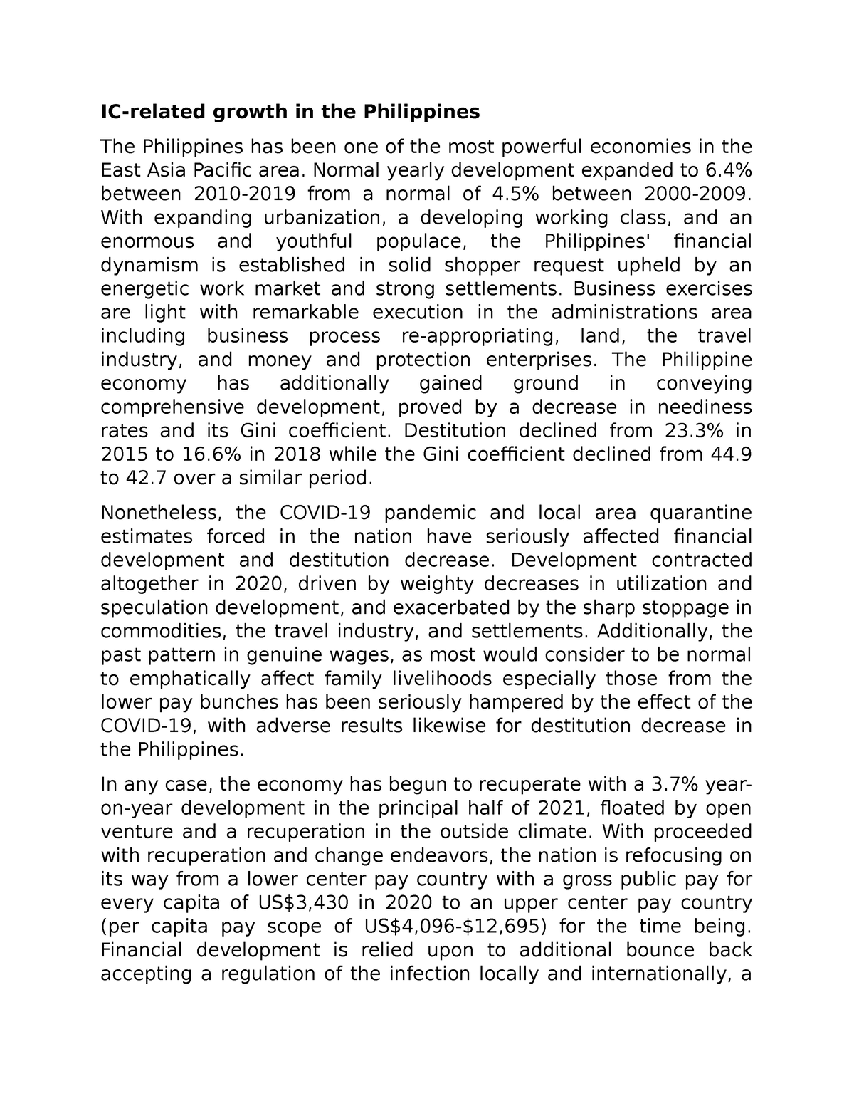 essay about economic growth in the philippines