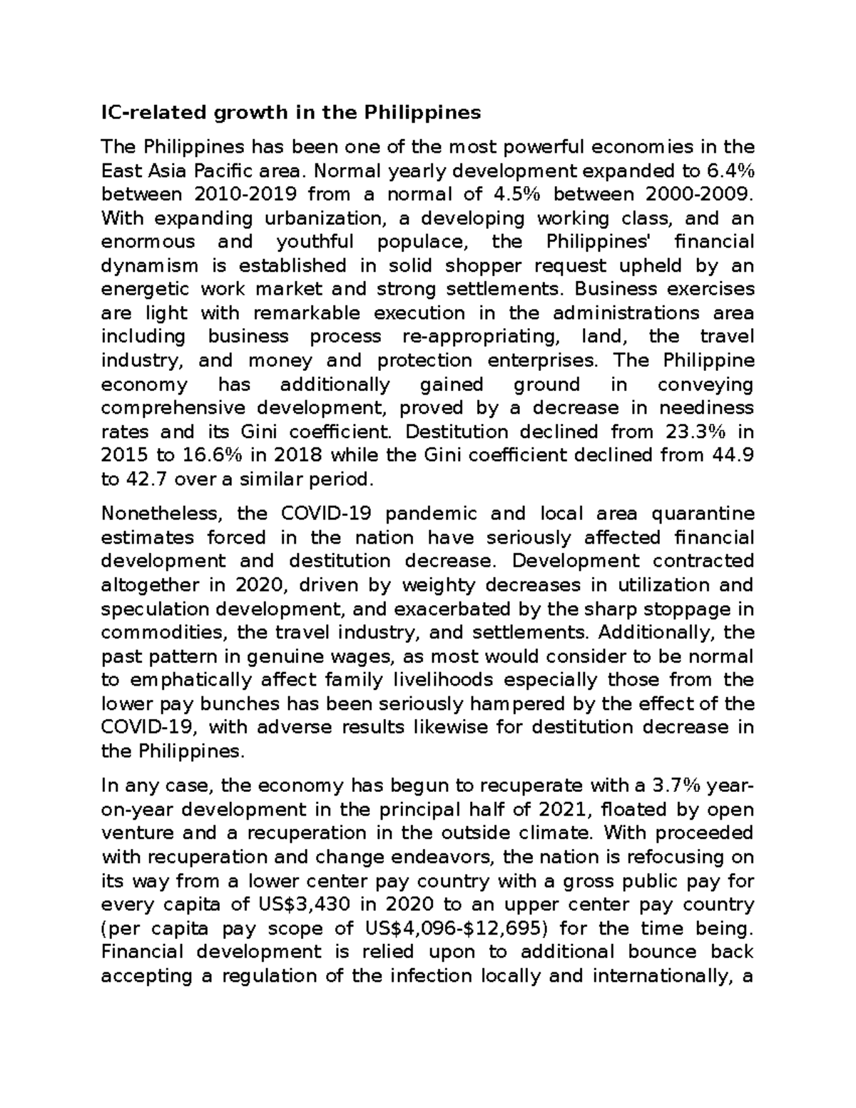 essay about economic growth in the philippines