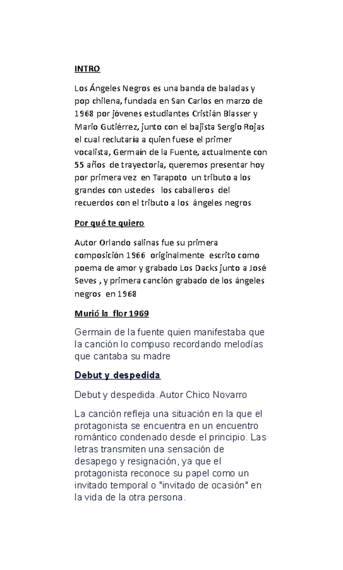 Histopria de los angeles negros - INTRO Los Ángeles Negros es una banda ...