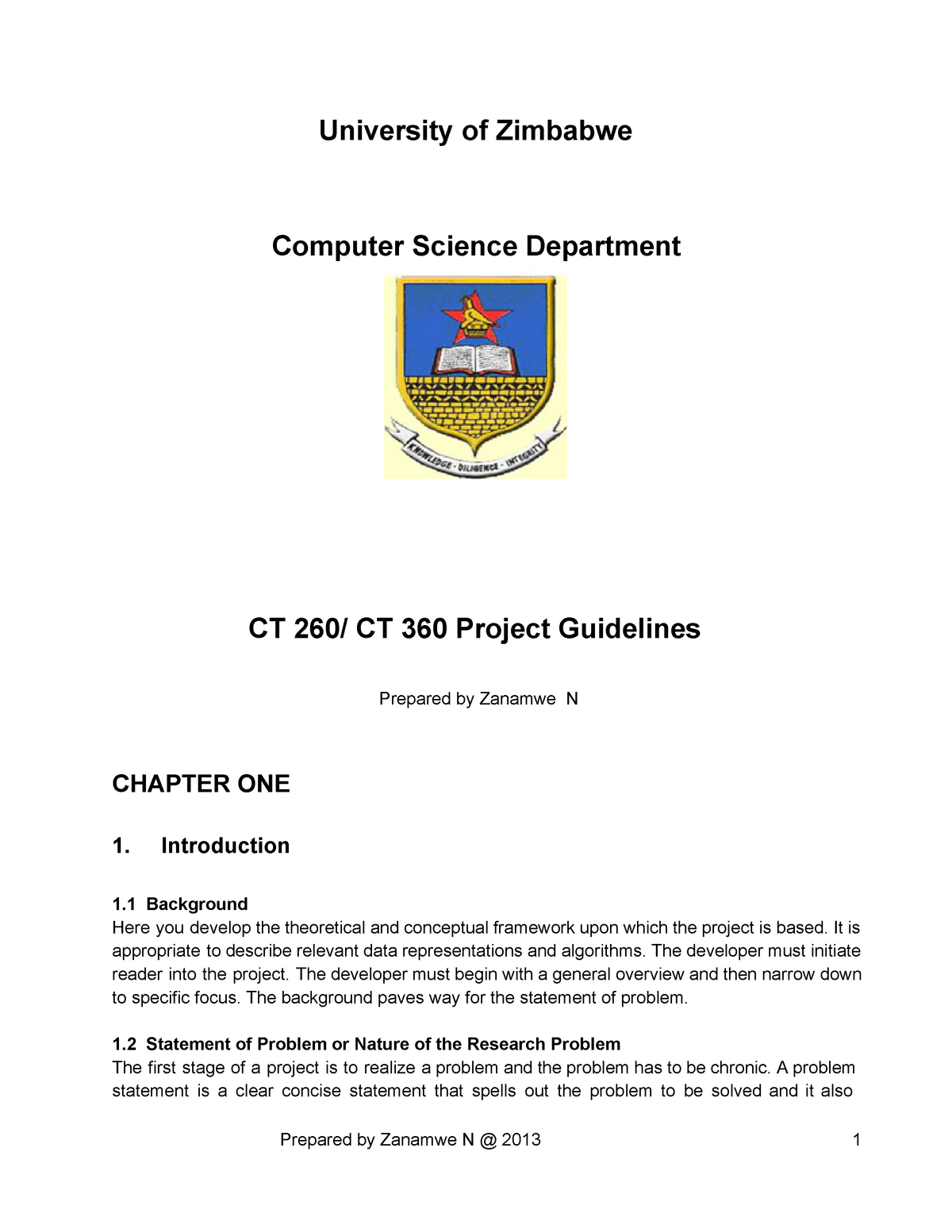 Computer Science Projects Guidelines - University of Zimbabwe Computer  Science Department - Studocu