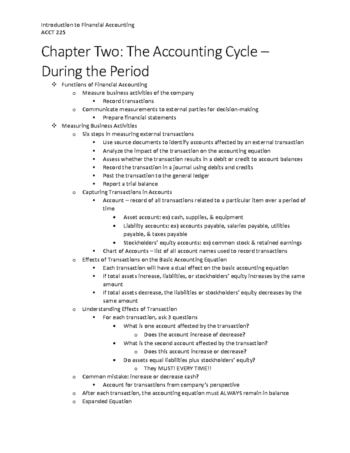 Chapter 2.0: The Accounting Cycle - During the Period - Introduction to ...