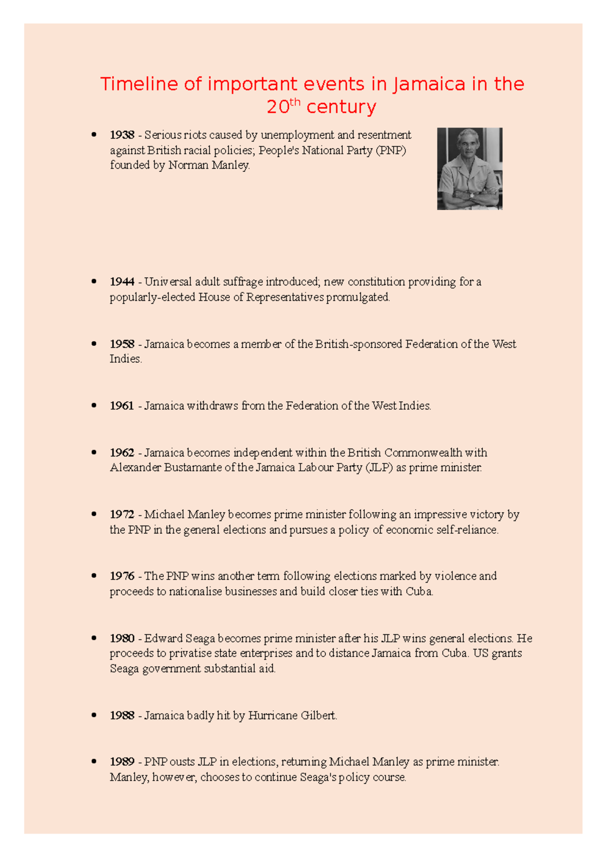 Timeline of important events in Jamaica in the 20th century - 1944 ...