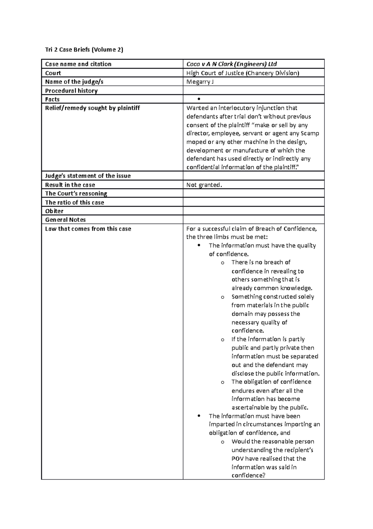 Laws122 Cheat Sheet General Info On Laws For Cases Tri 2 Case Briefs Volume 2 Case Name 2415