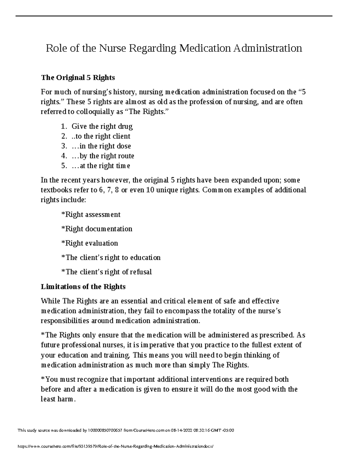 Role of the Nurse Regarding Medication Administration - ” These 5 ...