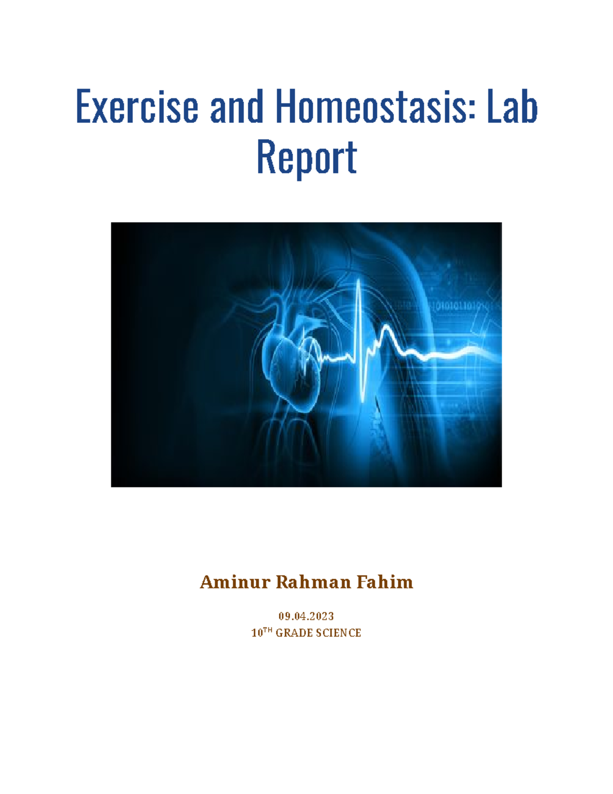 Lab Exercise And Homeostasis Plan An Investigation Student Guide at ...