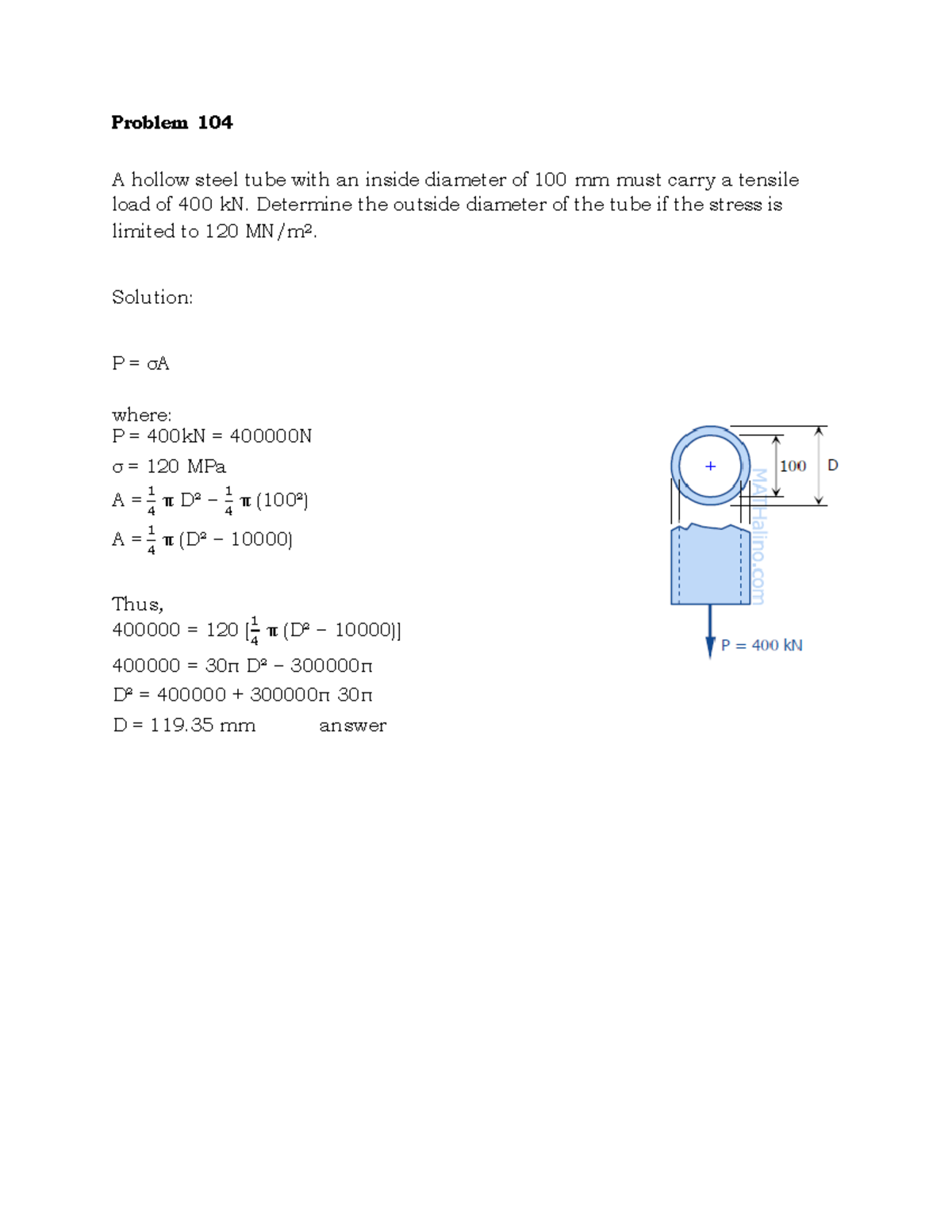 336051686 Strength Of Materials A Hollow Steel Tube With An Inside
