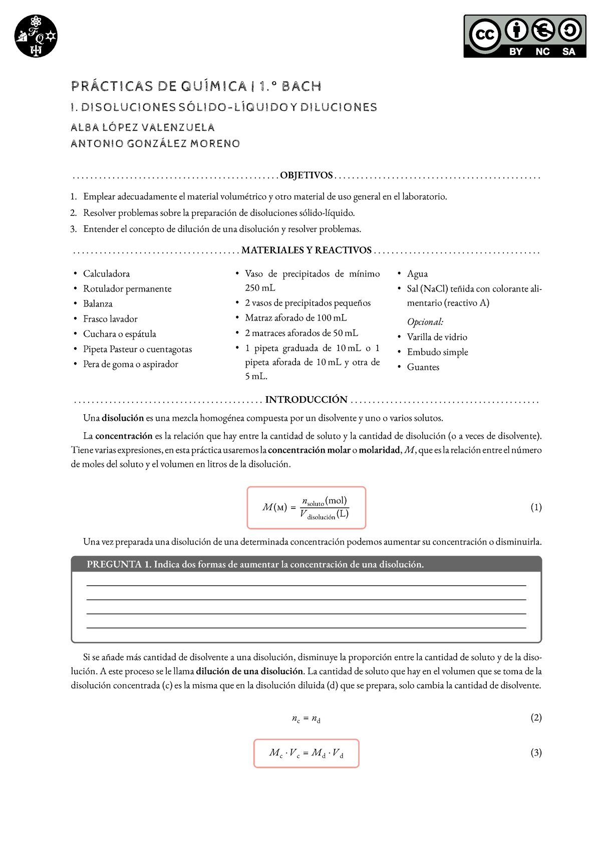 Disoluciones-practicas-laboratorio - PRÁCTICAS DE QUÍMICA 1.º BACH I ...