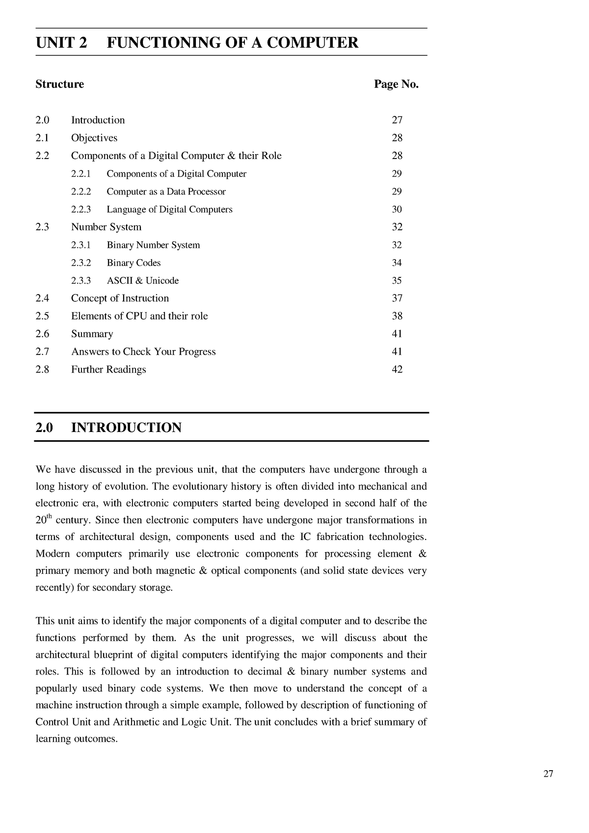 UNIT 2 Basics of Computer Hardware - Functioning of A Computer UNIT 2 ...