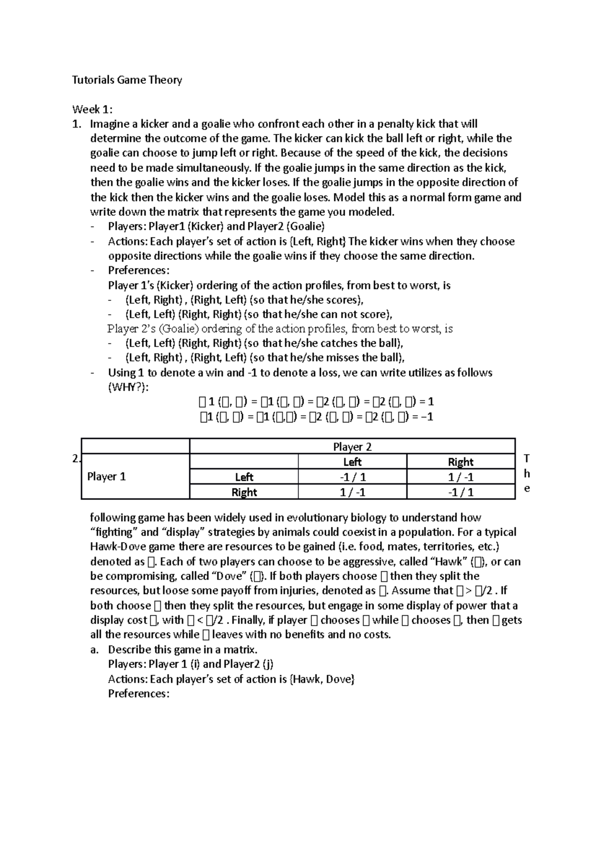 All Tutorials Game Theory Tutorials Game Theory Week 1 Imagine A