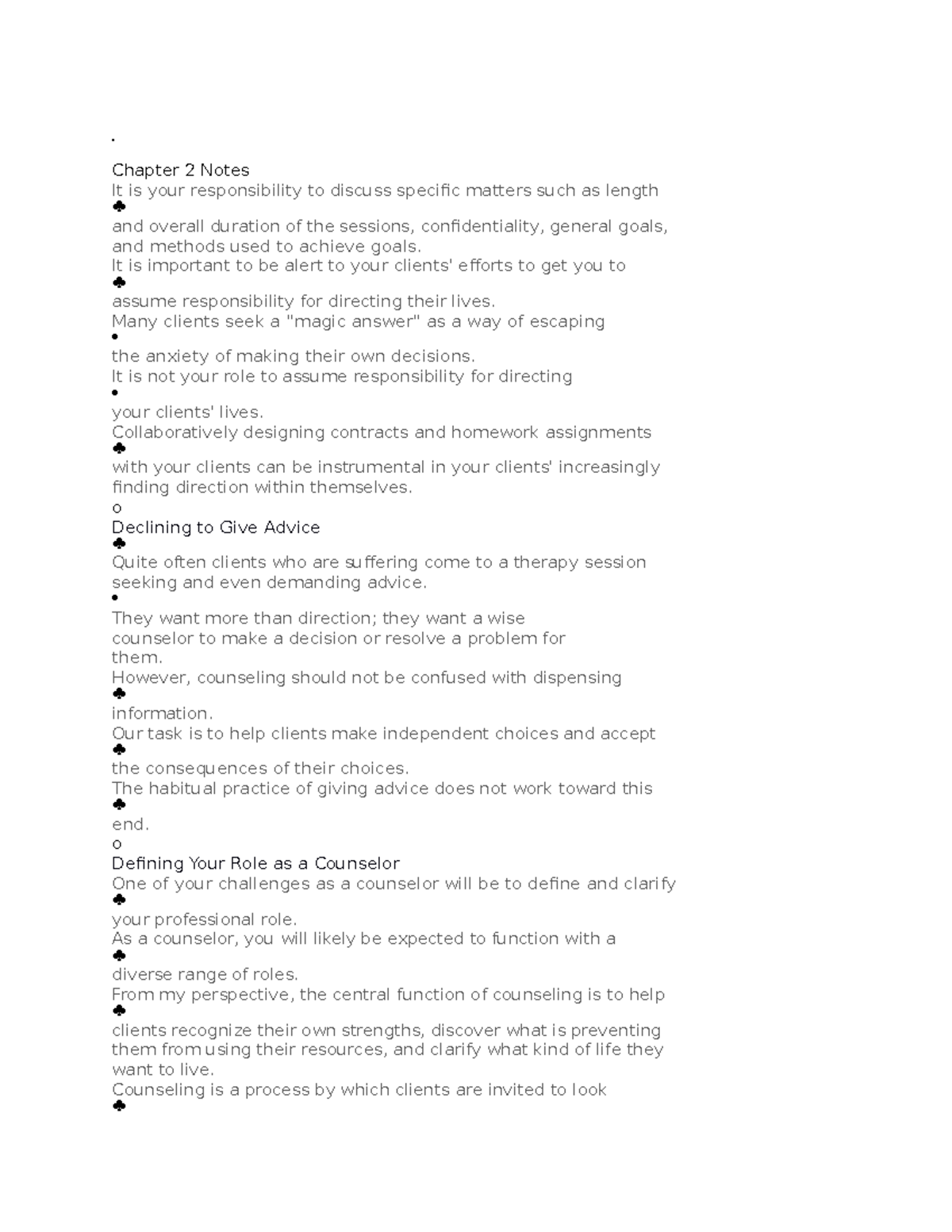 Chapter 2 Notes - Chapter 2 Notes It is your responsibility to discuss ...