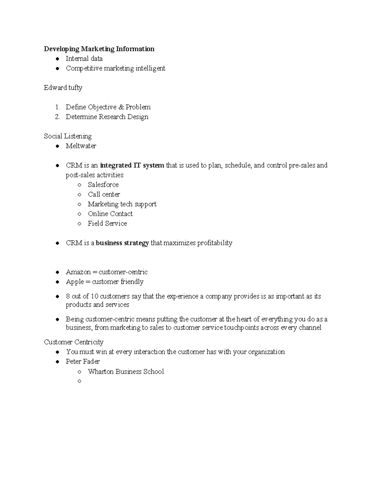 Marketing 2 8 23 - Notes from Class - Developing Marketing Information ...