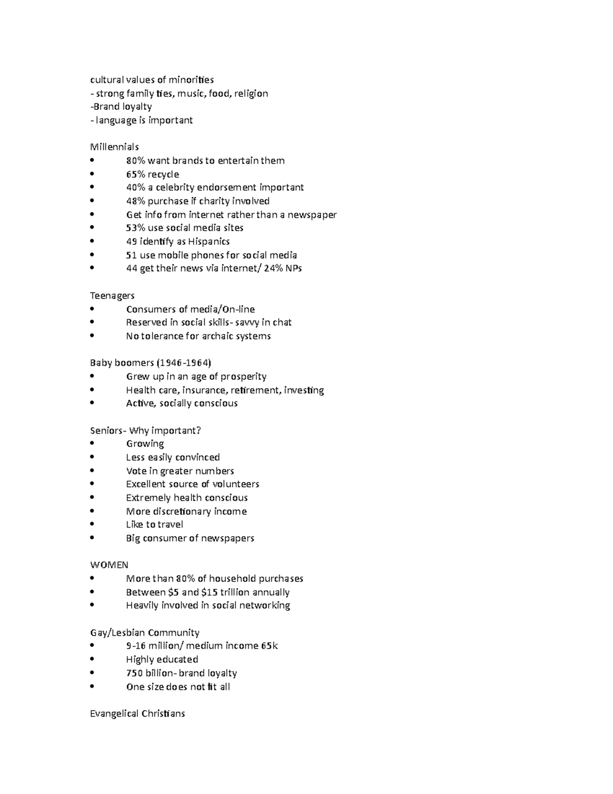 PR 2310 Notes Test 2 Cultural Values Of Minorities Strong Family Ties 