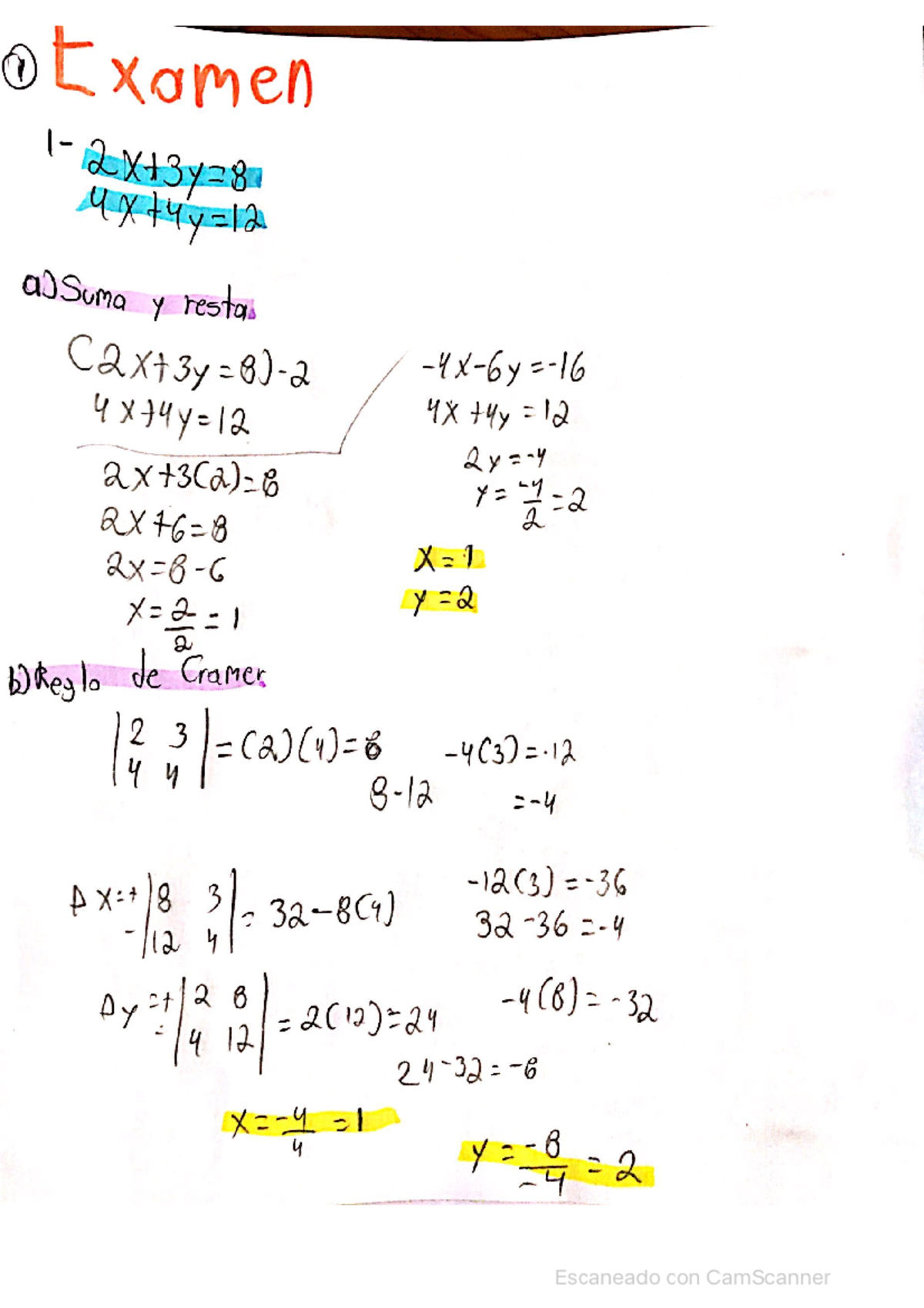 Examen de Algebra Primer parcial - Cálculo Integral - 1 Exomen aDSuma y ...