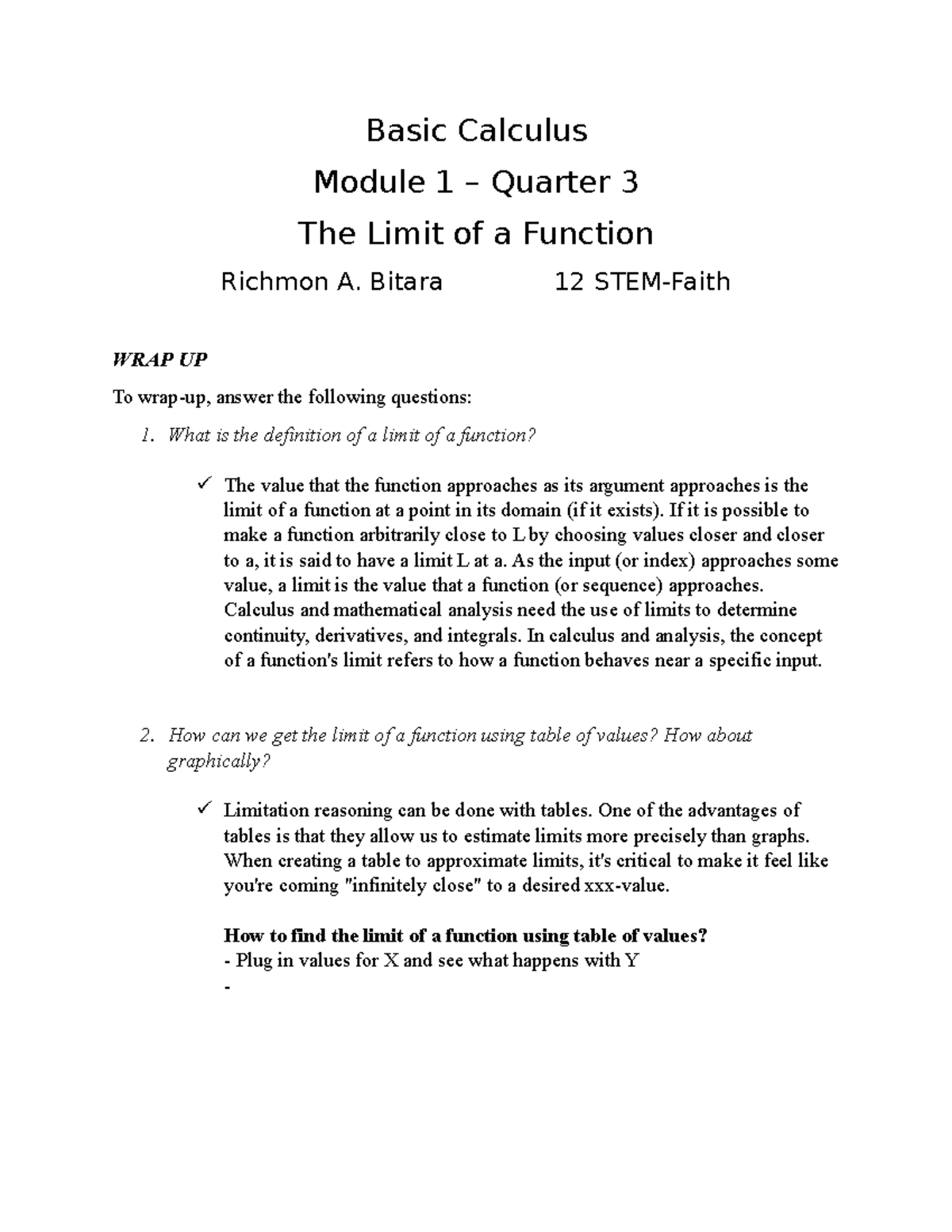 Basic Calculus - Mod 1 - MODULE - Basic Calculus Module 1 – Quarter 3 ...