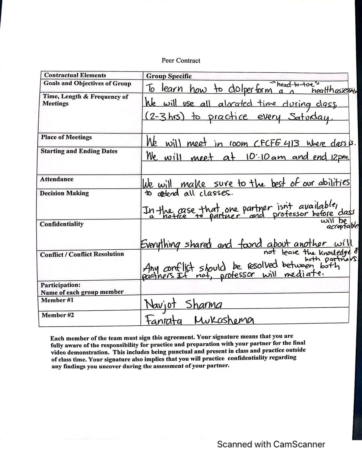 Health assessment Peer contract - HASS-2500 - Studocu