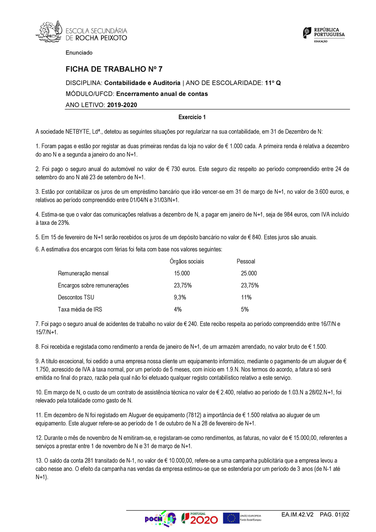 FT7 - Encerramento Anual De Contas - Acréscimos E Diferimentos ...