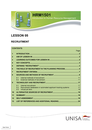 HRM1501 (Lesson 08) - Textbook - PERFORMANCE MANAGEMENT CONTENTS LESSON ...