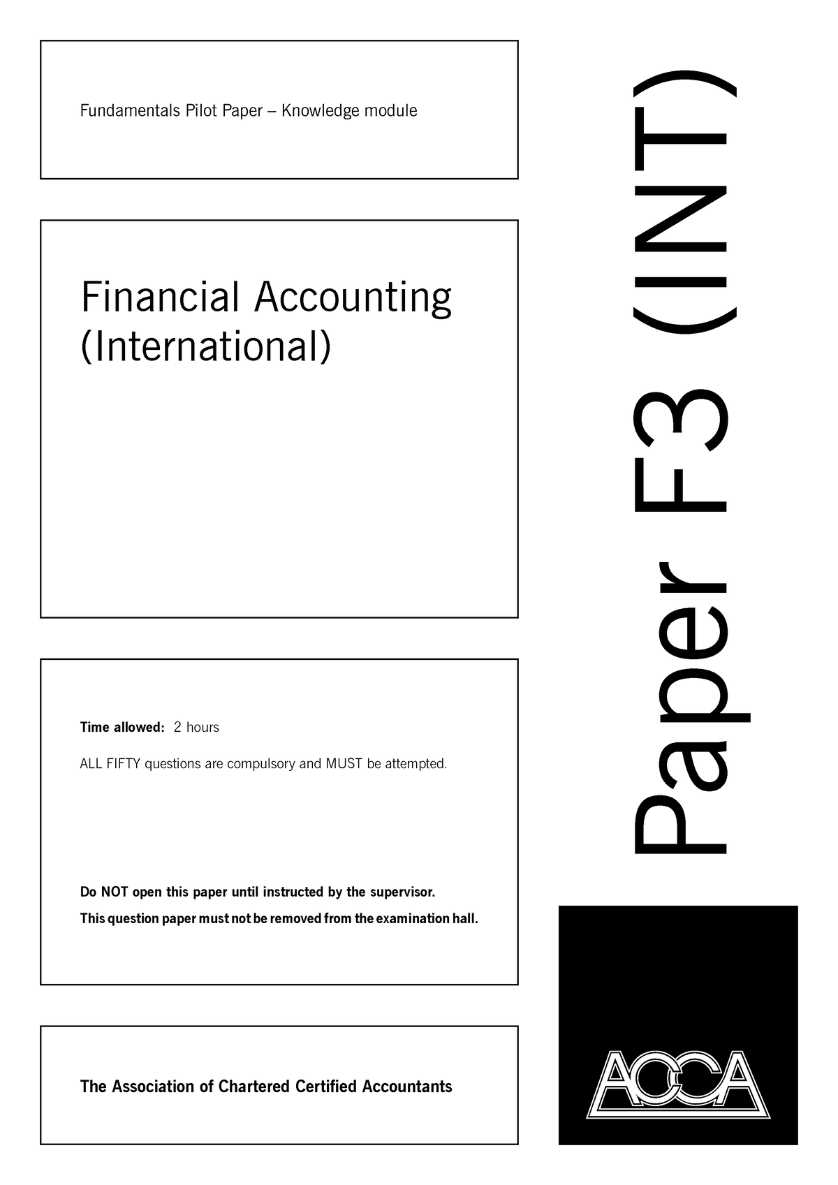 Fundamentals Pilot Paper – Knowledge module Financial Acounting EXAM ...