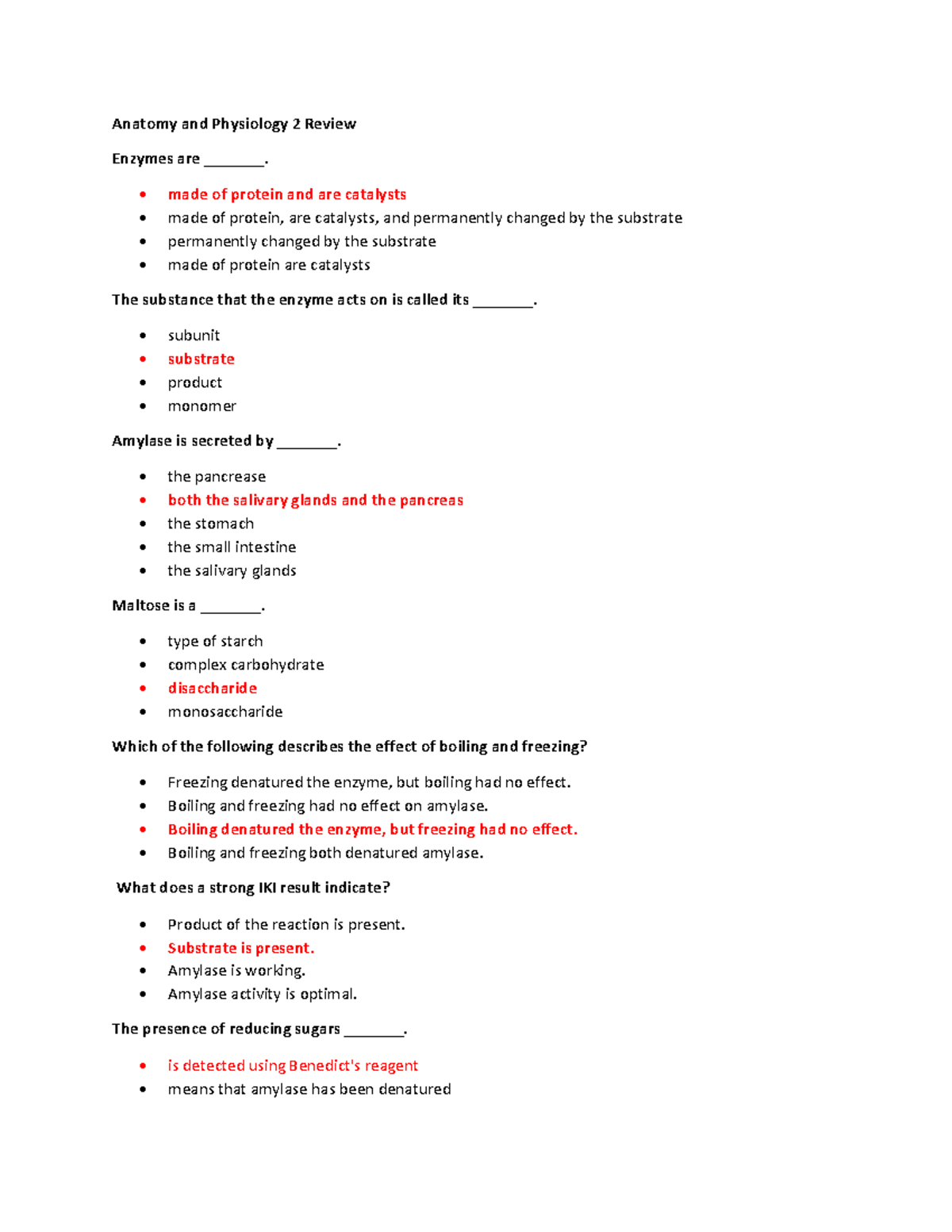 APII - End of Term Review - Anatomy and Physiology 2 Review Enzymes are ...