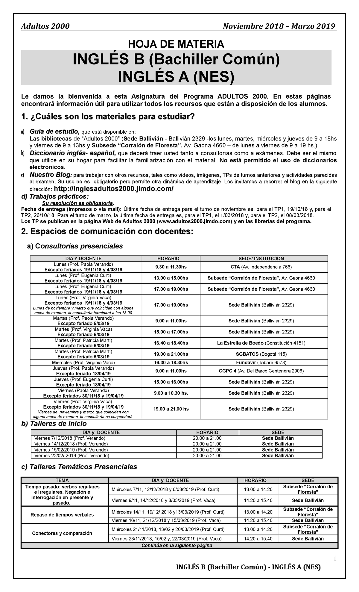 Hm ingles b bachiller comc3ban ingles a nes nov18 marzo 19 1 Adultos