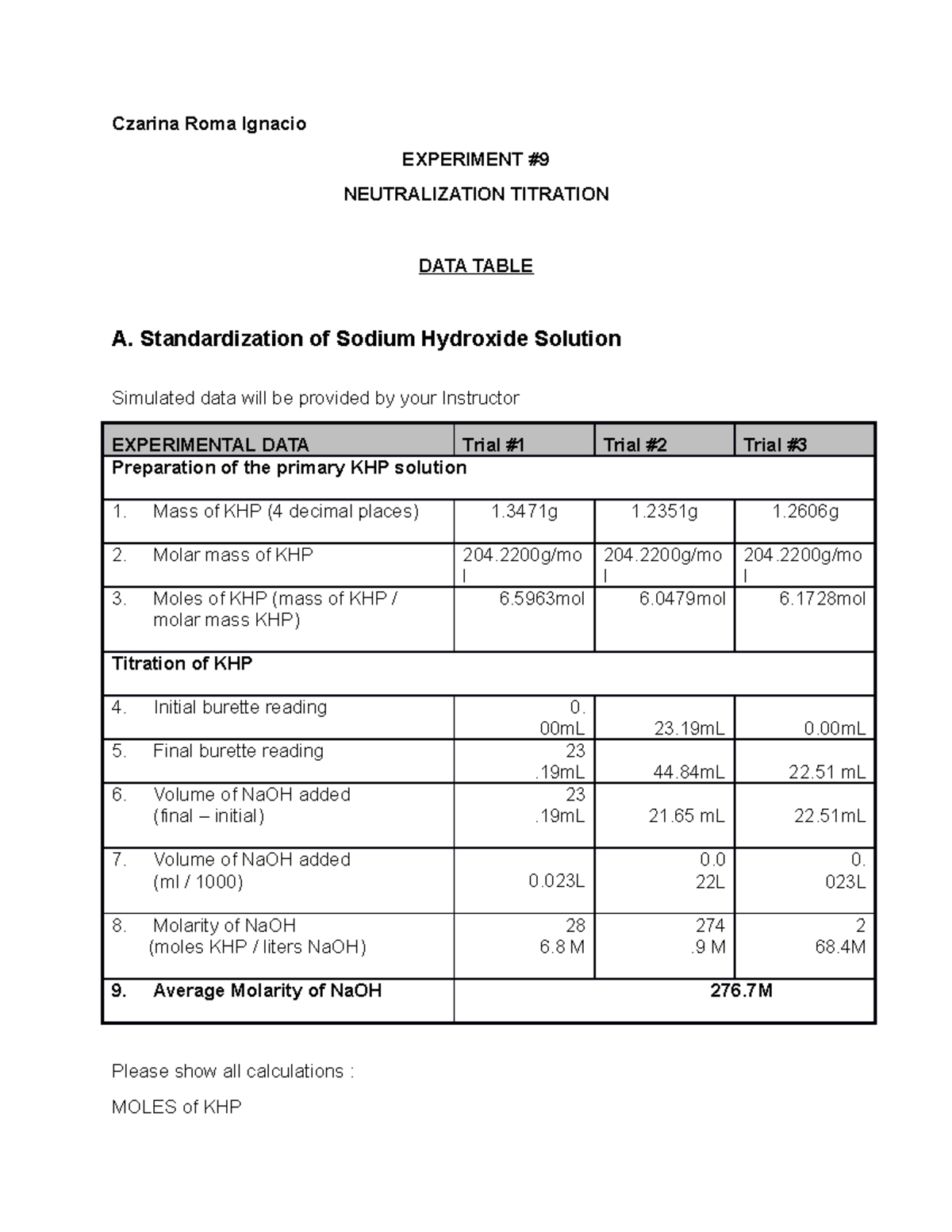 Lab Report Experiment 9 Czarina Roma Ignacio EXPERIMENT