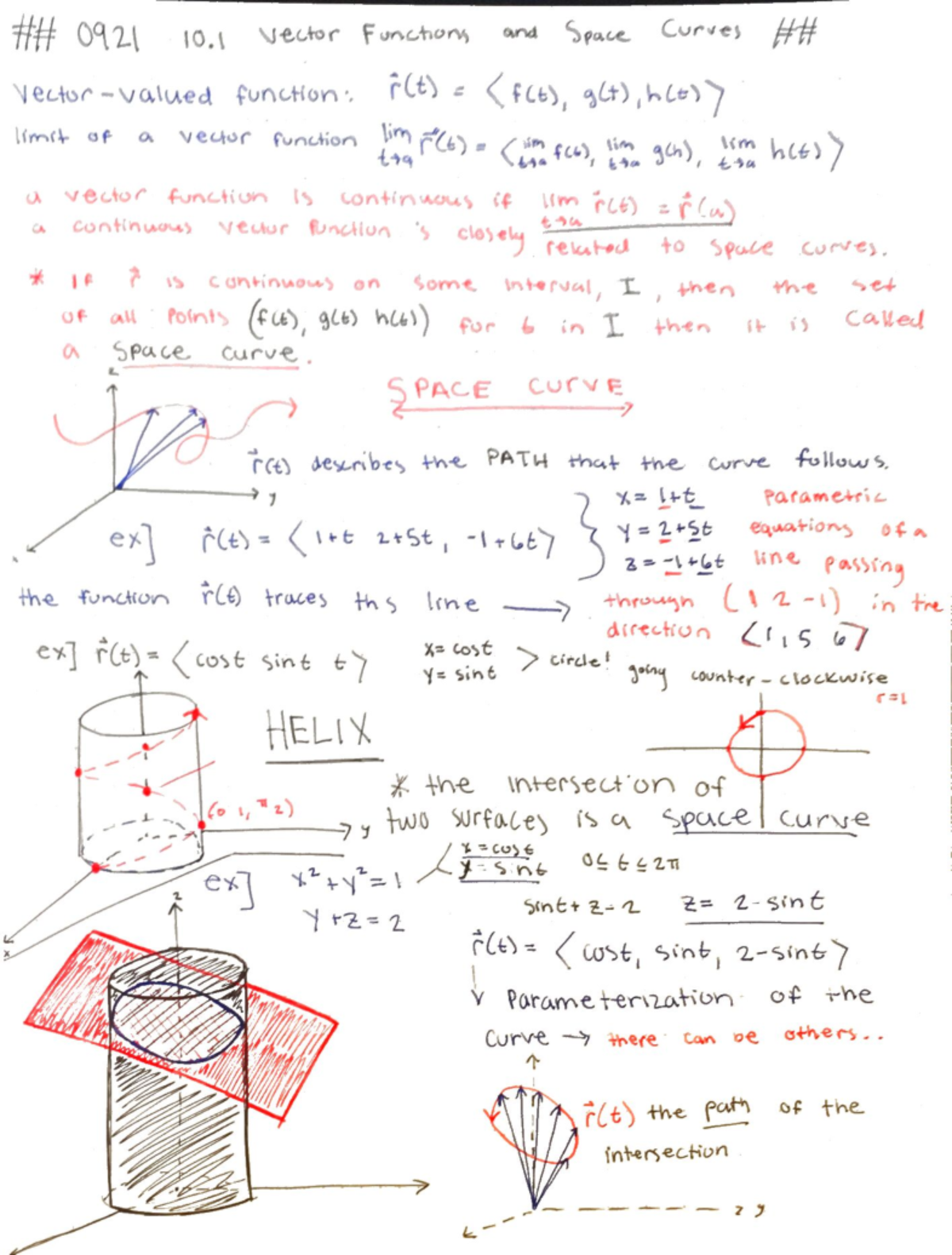 0921 10.1 Vector Functions and Space Curves - 0921 101 vector functions ...