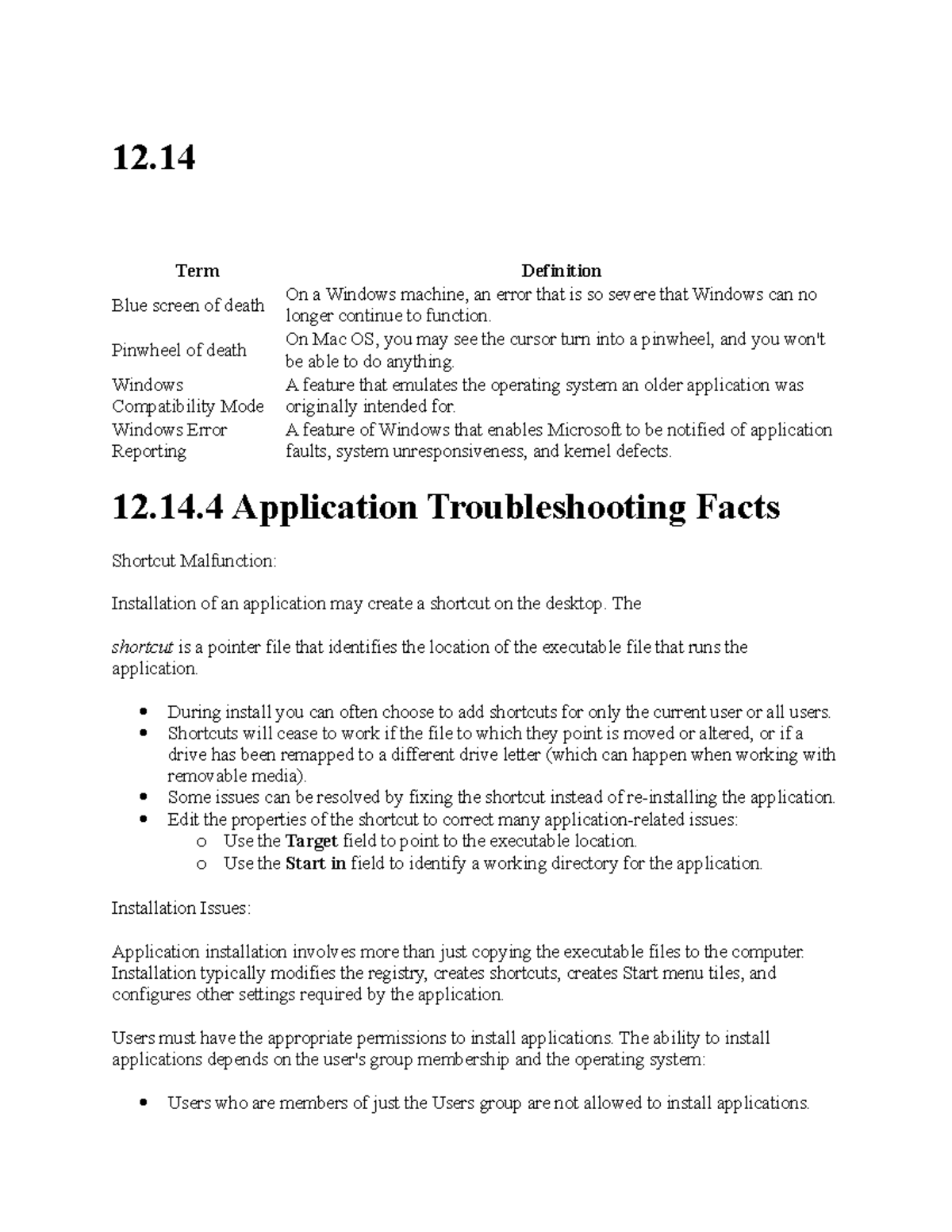 IT 202 chapter twelve notes for operating systems - 12. Term Definition ...