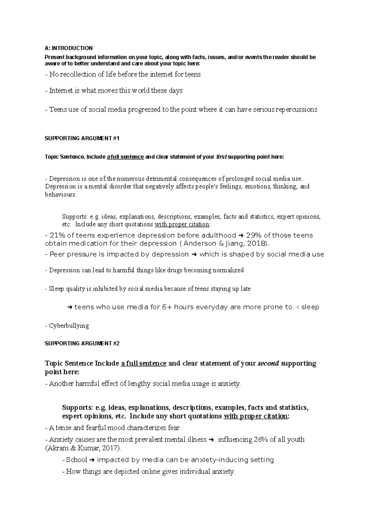 Detailed outline - A: INTRODUCTION Present background information on ...