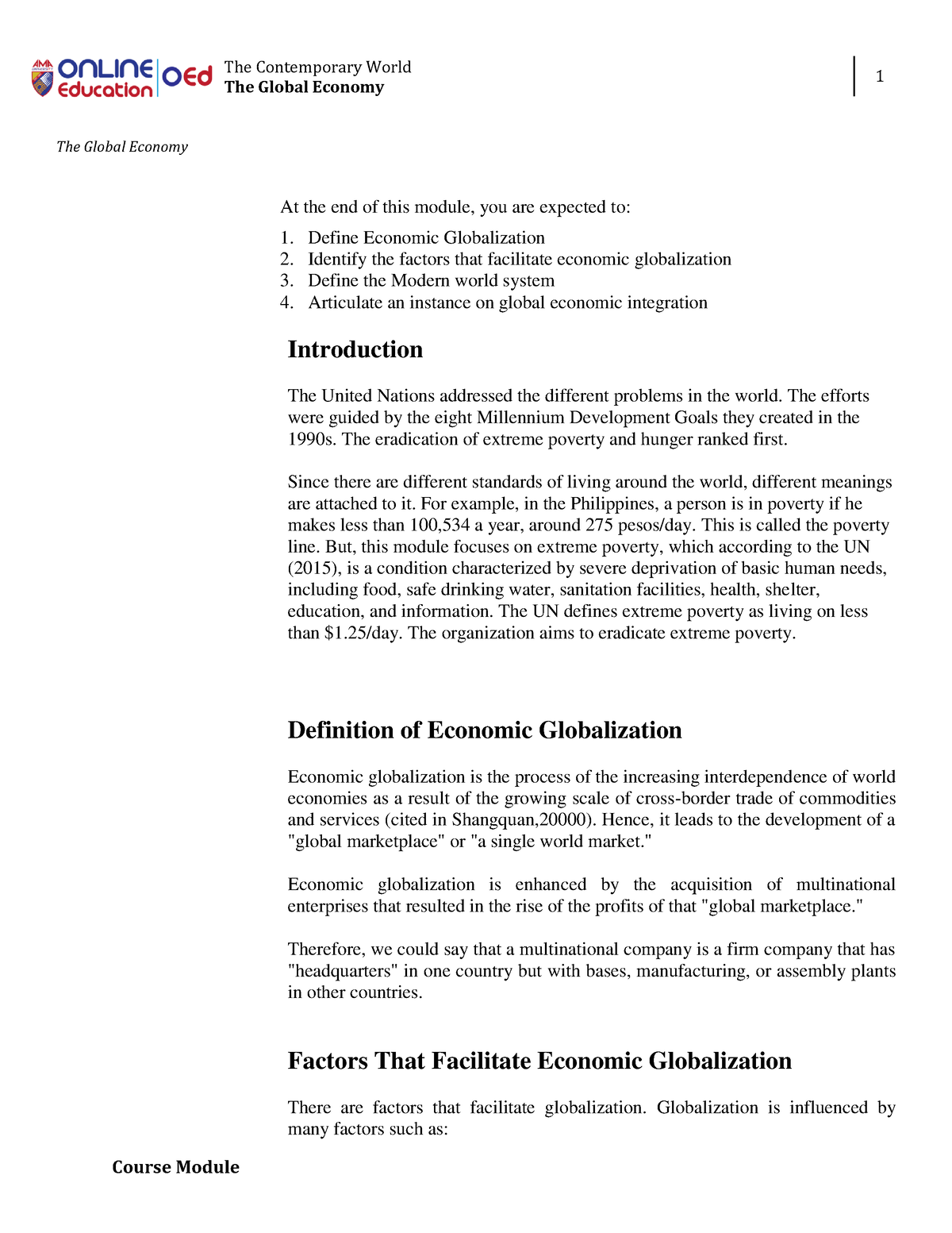 global economy term paper