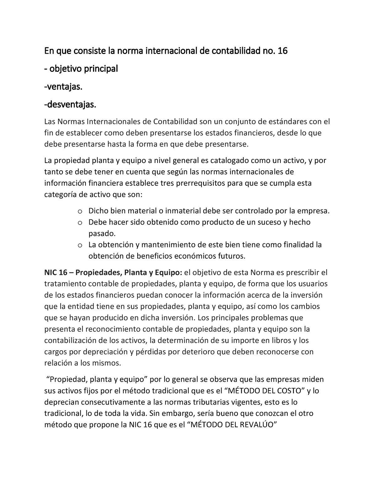 Nic16 Normas De Contabilidad En Que Consiste La Norma Internacional De Contabilidad No 1 6 9179