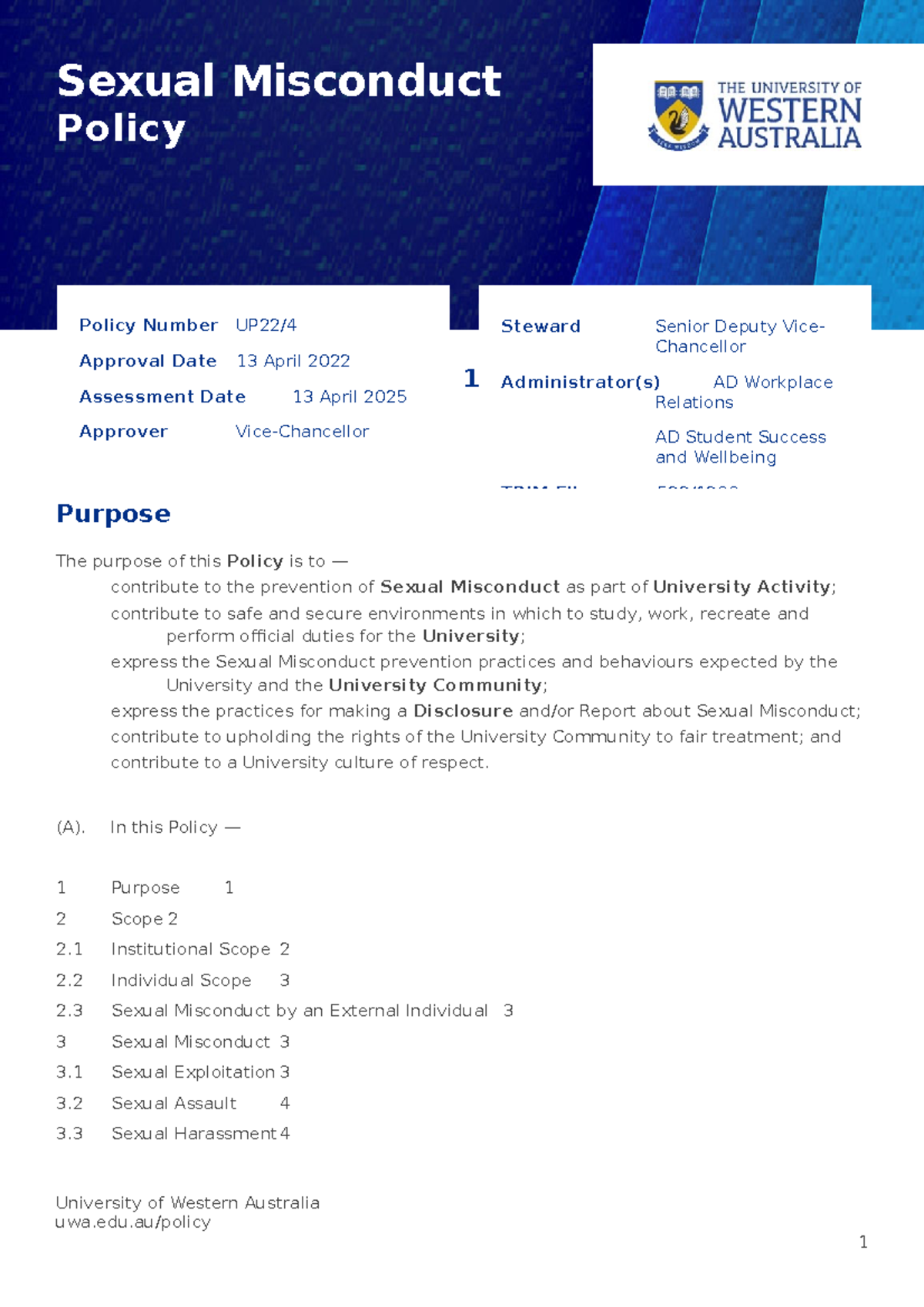 Sexual Misconduct Policy - Sexual Misconduct Policy 1 Purpose The ...