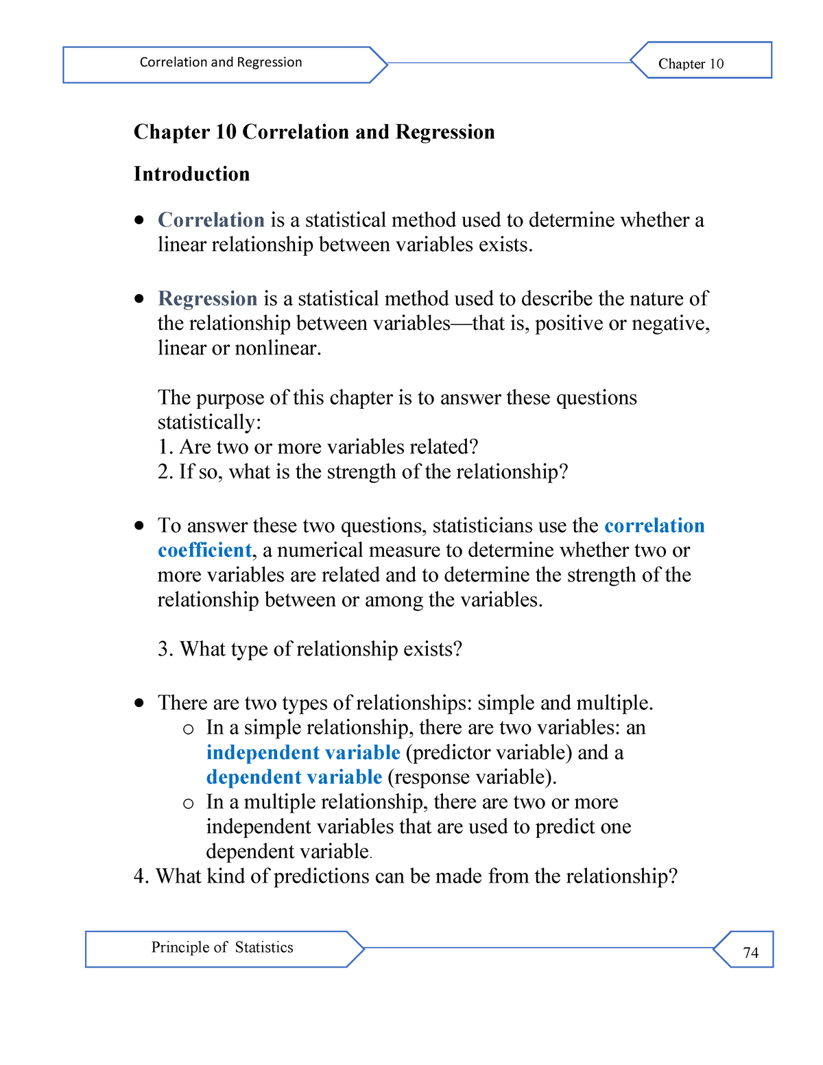 Chapter 10 Correlation And Regression Part1 E712810 ...