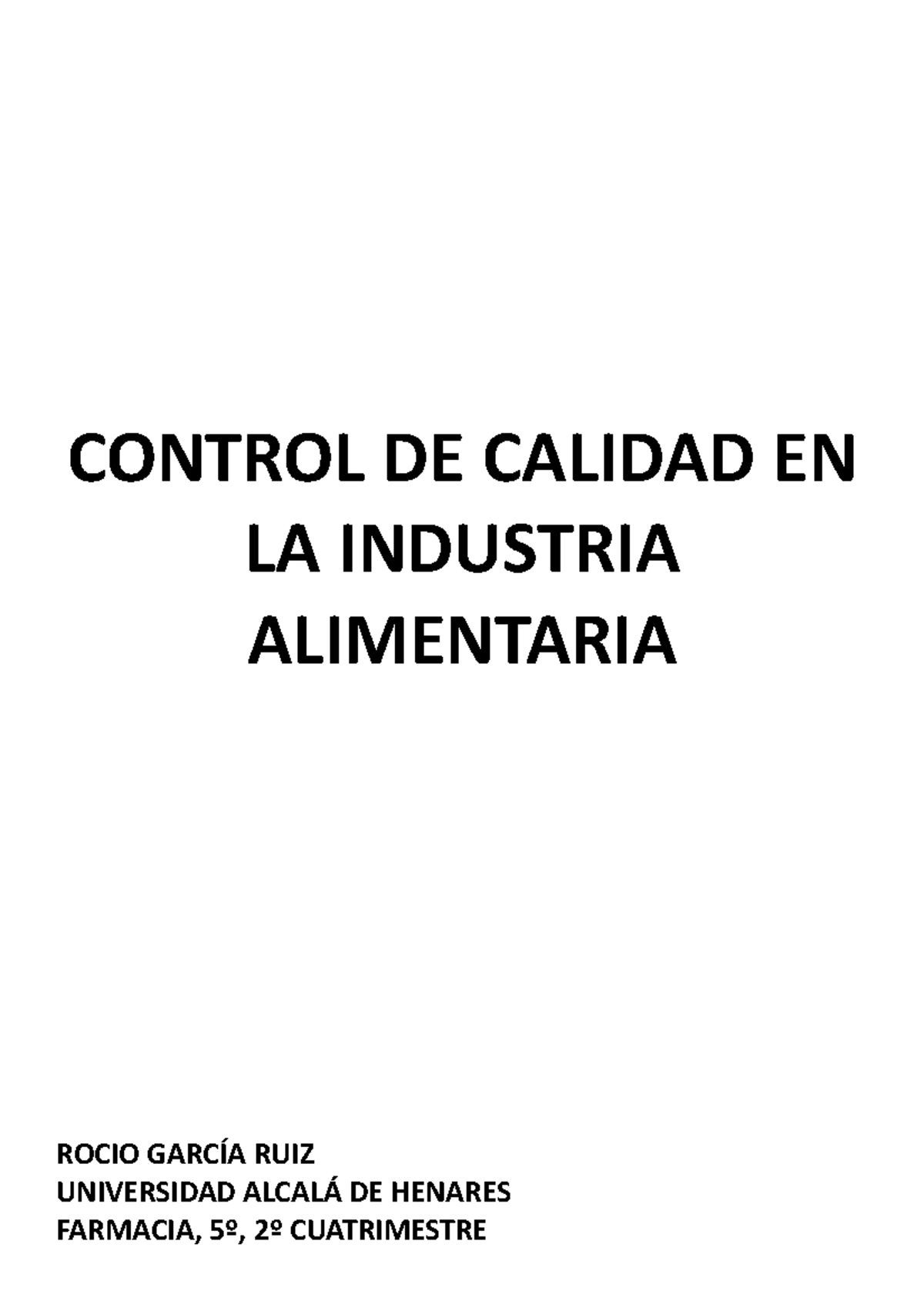 Control DE Calidad EN LA Industria Alimentaria - CONTROL DE CALIDAD EN ...