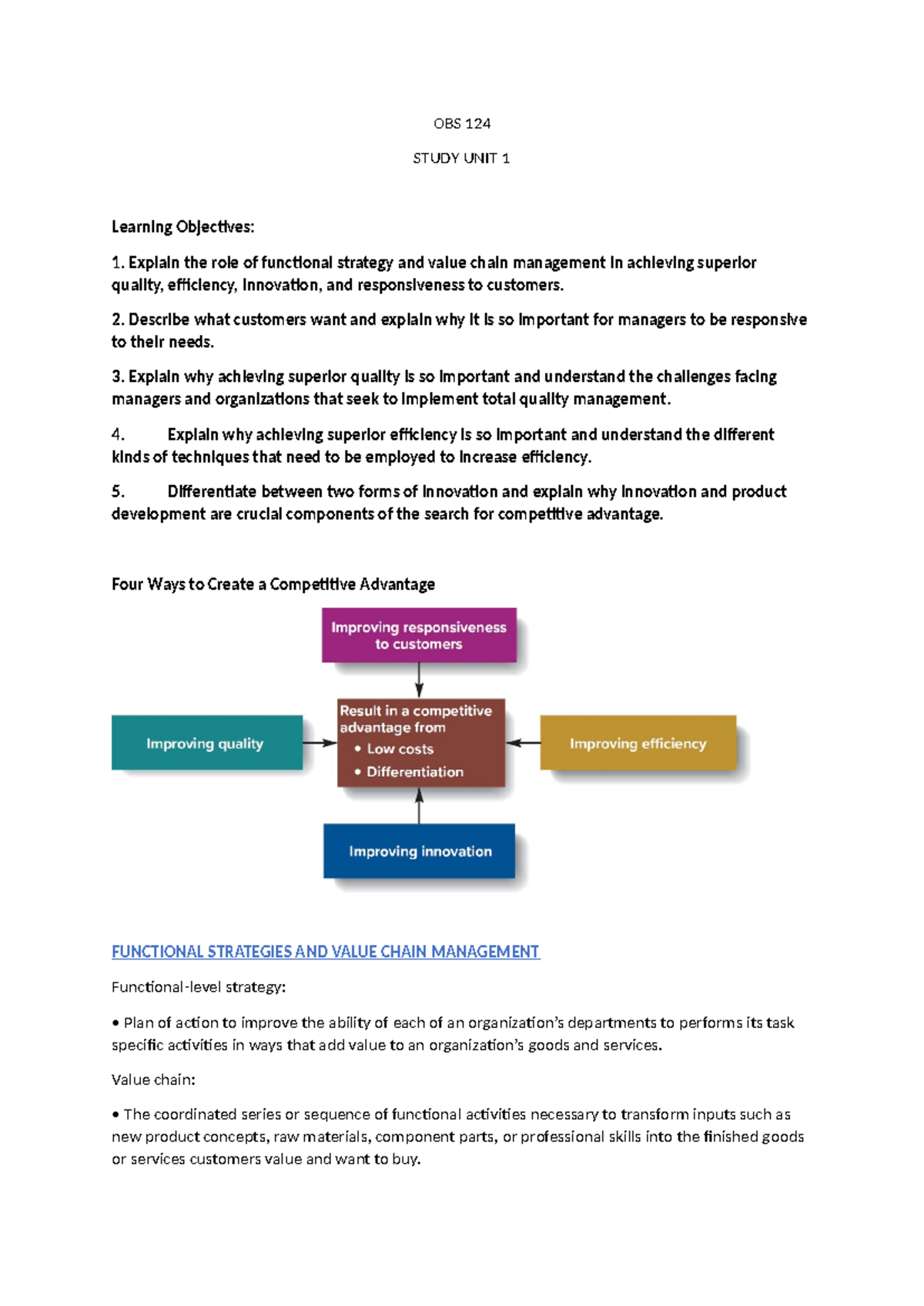 OBS 124 Study Unit 1 - Summary Unit 1 - OBS 124 STUDY UNIT 1 Learning ...