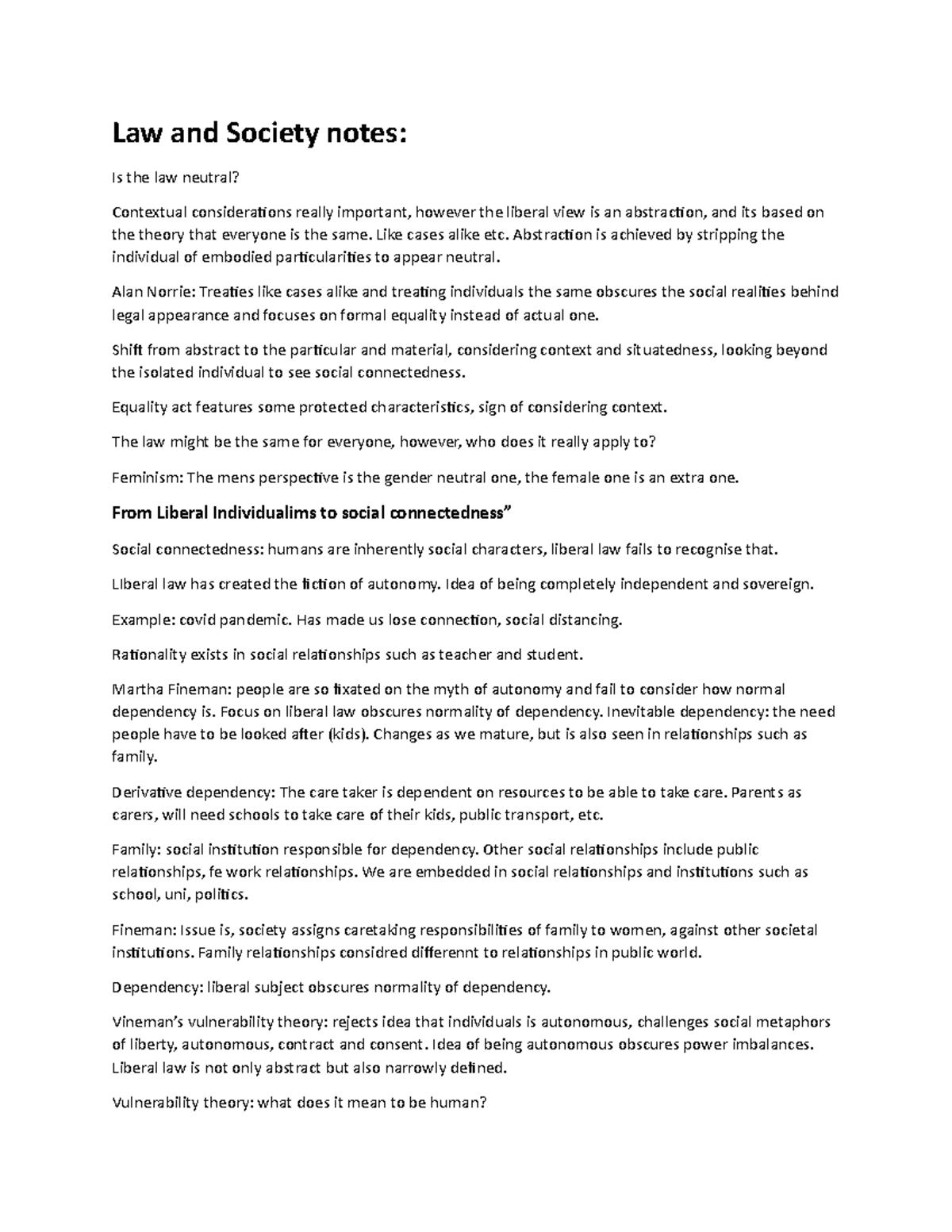 Law and Society Notes - Law and Society notes: Is the law neutral ...