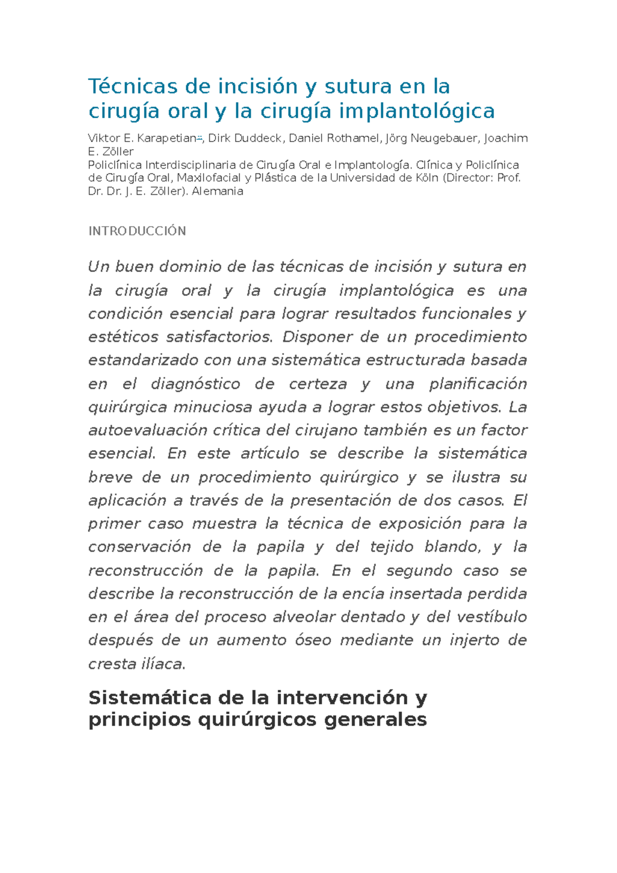 Técnicas de incisión y sutura en la cirugía oral y la cirugía ...