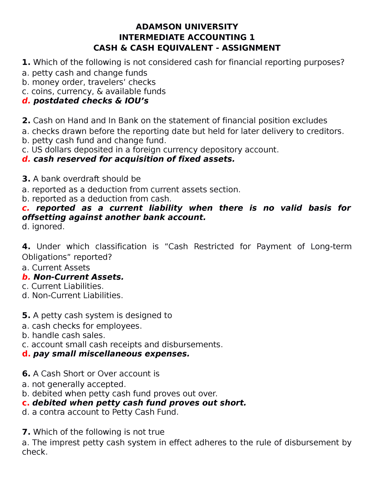 vanik assignment answer key