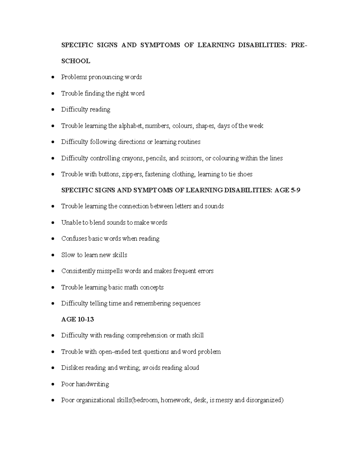 SNE 100 Notes 3 - Introduction to special needs in Education - SPECIFIC ...
