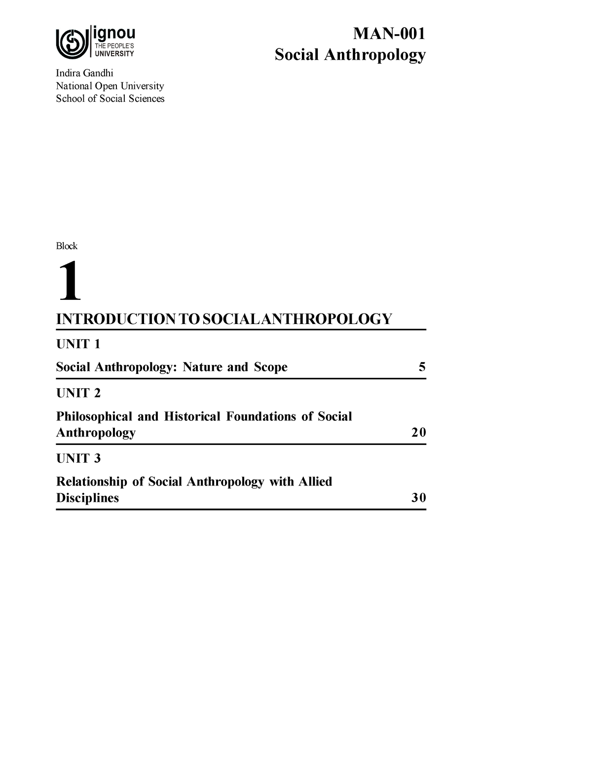 01 MAN-001 Social Anthropology Block-1 Introduction To Social ...