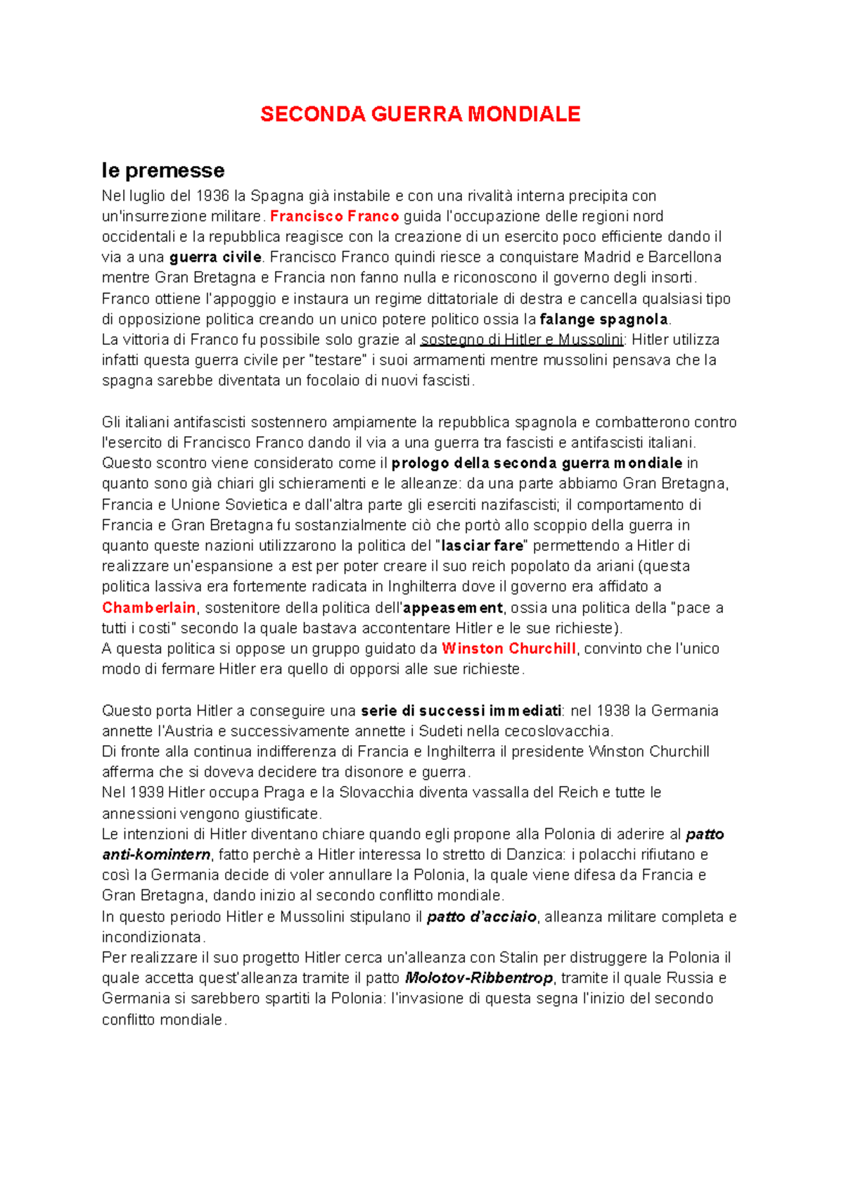 Seconda guerra mondiale - SECONDA GUERRA MONDIALE le premesse Nel ...